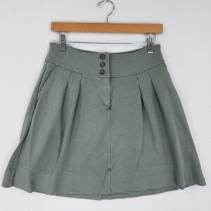 Banana Republic Skirt Womens 4 Green A line Pleated Front Stretch Knit Casual